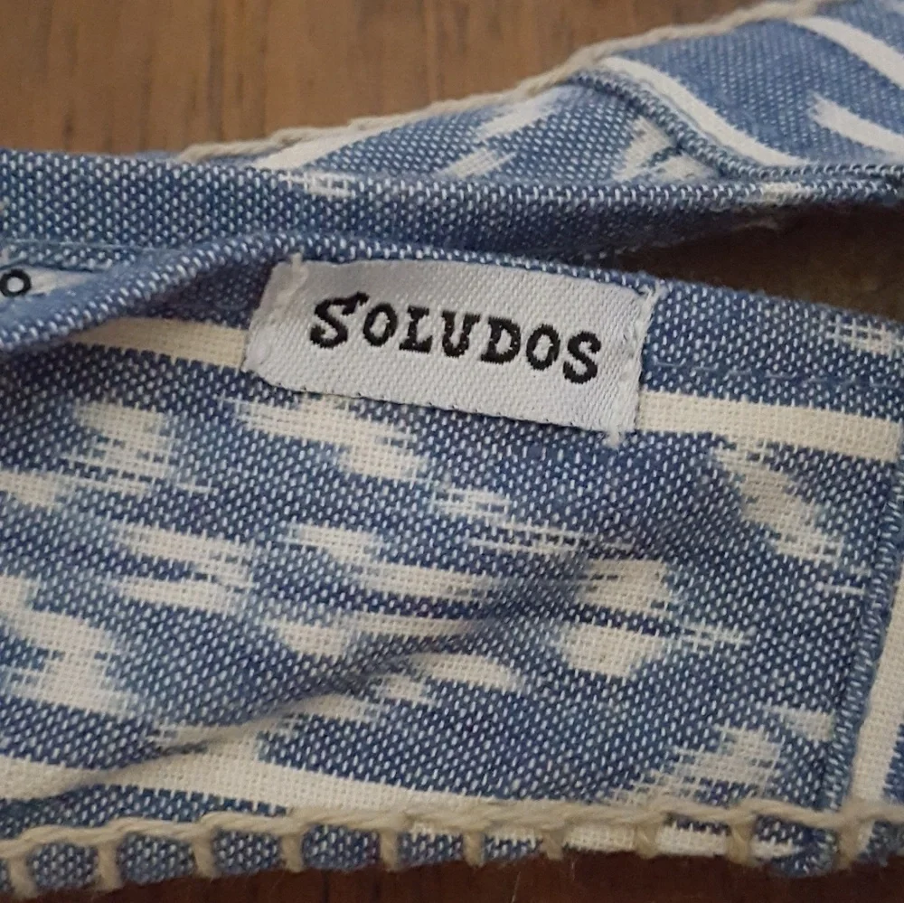 Soludos Blue & White Derby Slip‎ Ons